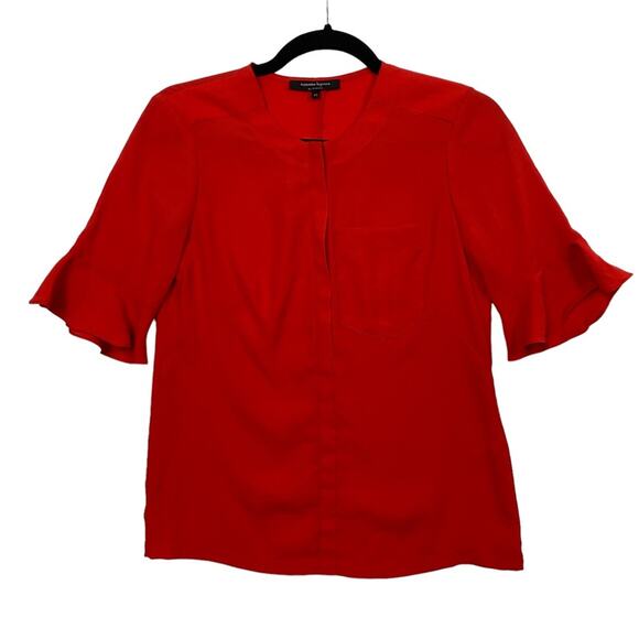 Nanette Lepore Red Zip Front Flutter Half Sleeve Blouse Top Size Extra Small - Picture 1 of 8